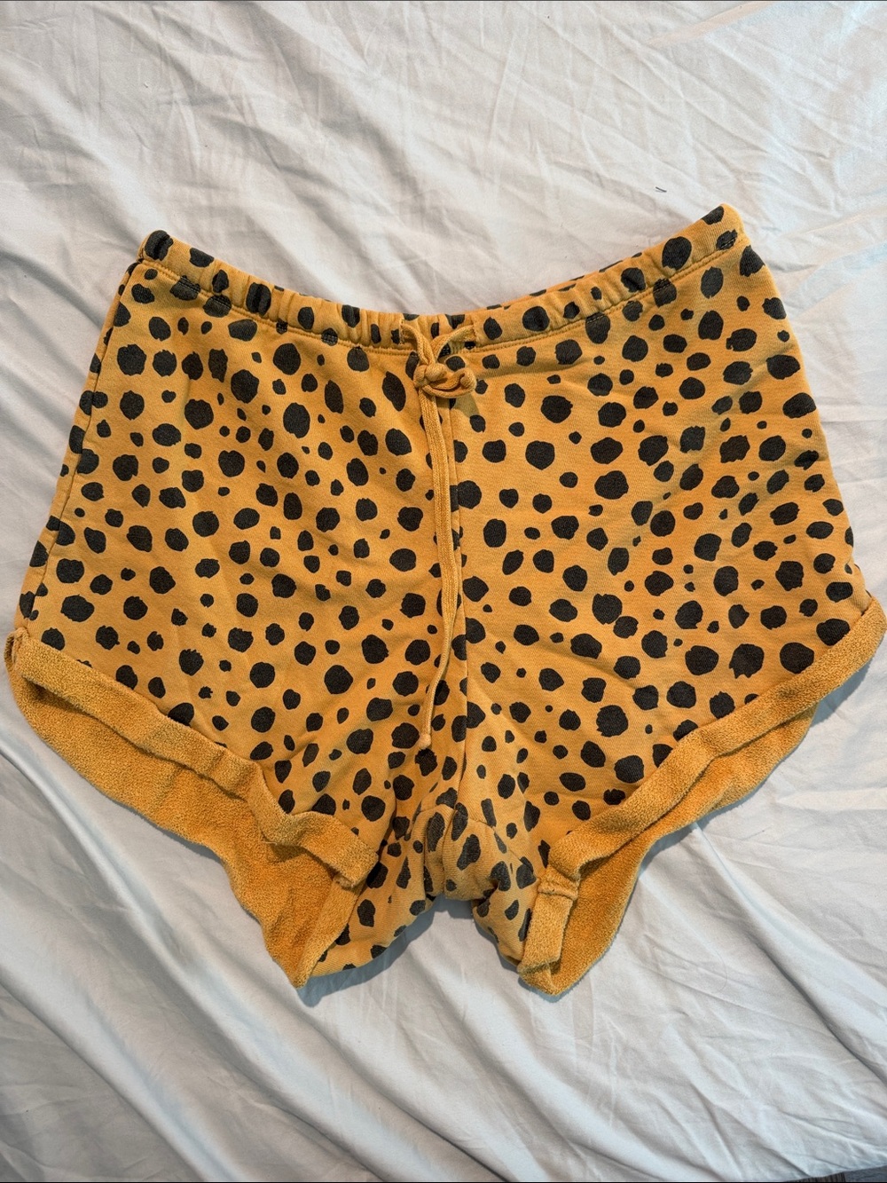 LNA Yellow Leopard Print Lounge Shorts